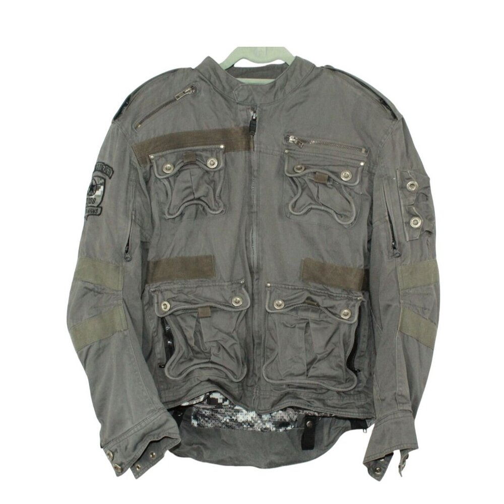 Speed & Strength Gray Utility Moto Jacket Multi Pocket Military Streetwear Sz M